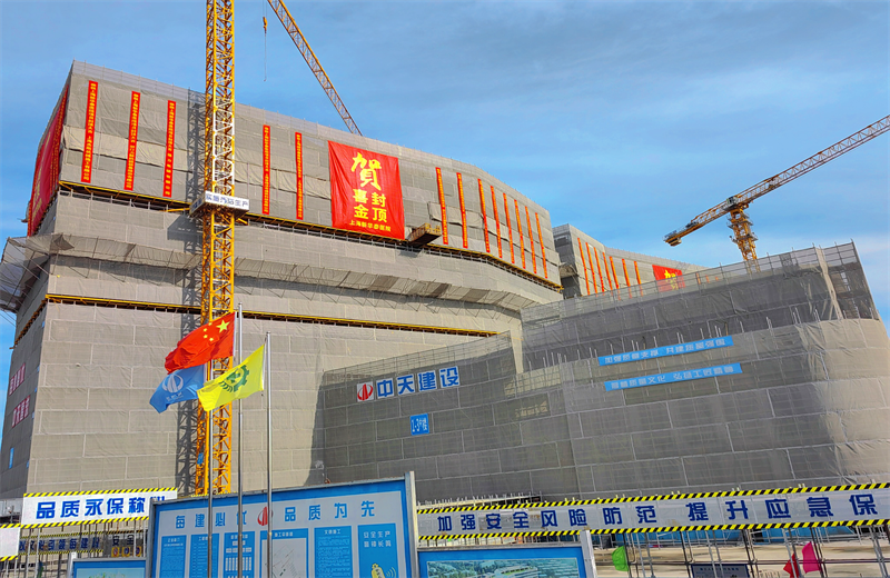 2024年10月30日，东升国际三建上海新华泰医院项目主体封顶。